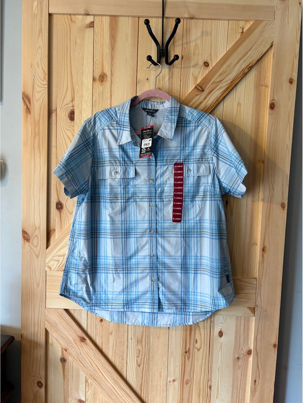 Eddie Bauer XL Short Sleeve Adventure Shirt - Ancient Water Starling Plaid
